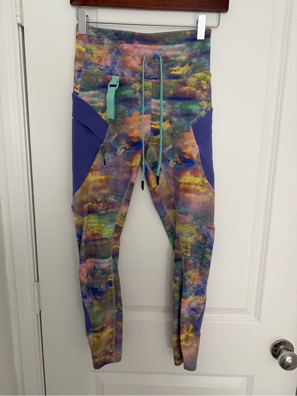 lululemon athletica Multicolor Watercolor Leggings with Purple Panels